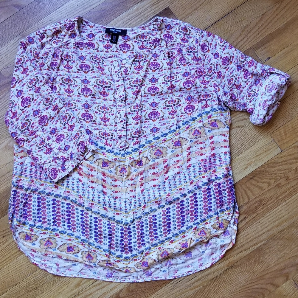 Nine West Jeans 3/4 Sleeve Lucy Blouse